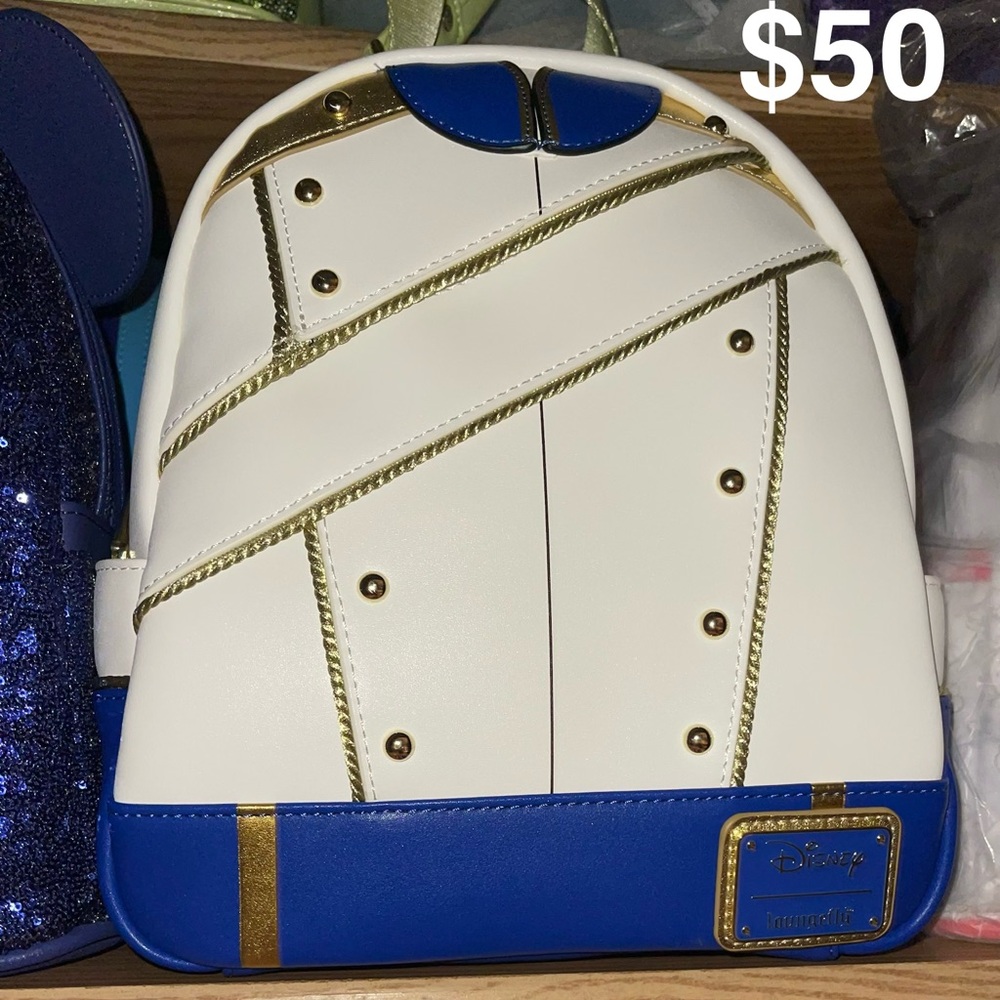 Loungefly White and Blue Backpack with Gold Accents - Prince Eric